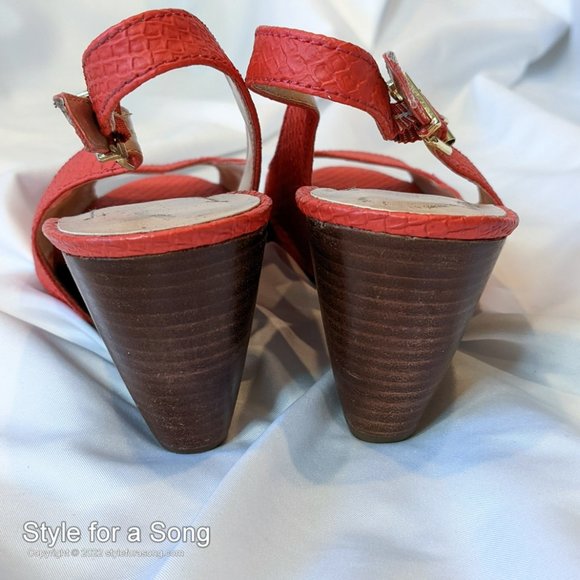 BCBGeneration Coral Peep Toe Slingback Wedge Heels 8.5 B - Picture 7 of 16